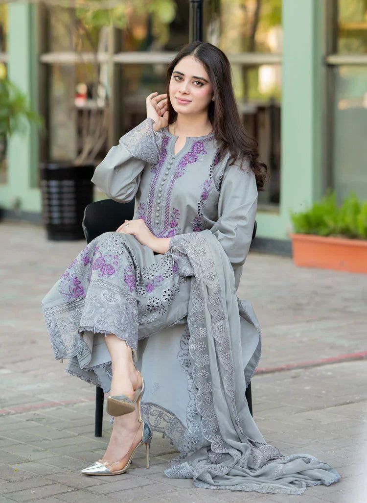 LAWN EMBROIDERED 3PC(456)
