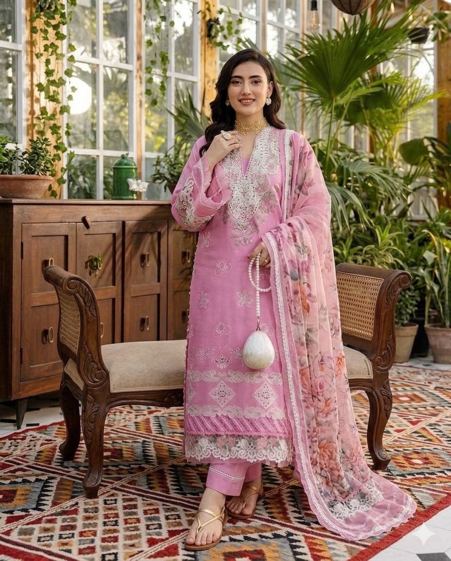 LAWN EMBROIDERED 3PC(572)
