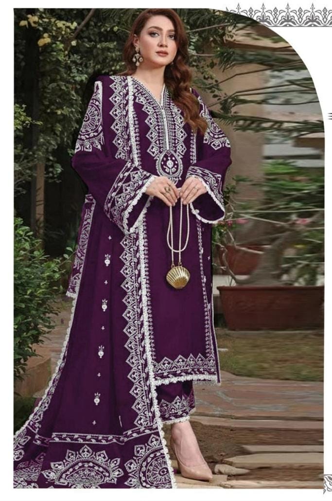 LAWN EMBROIDERED 3PC (PURPLE)