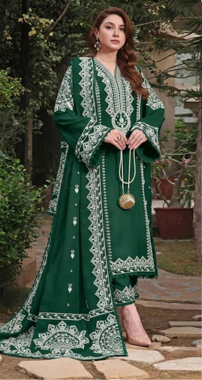 LAWN EMBROIDERED 3PC (GREEN)