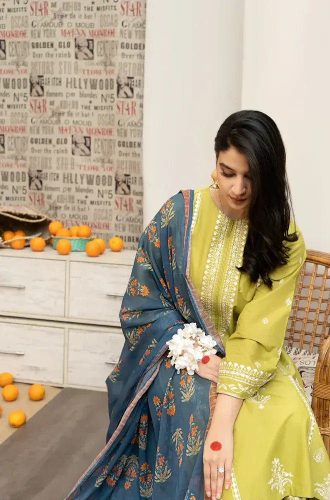 Lawn Embroidered 3Pc Lemon
