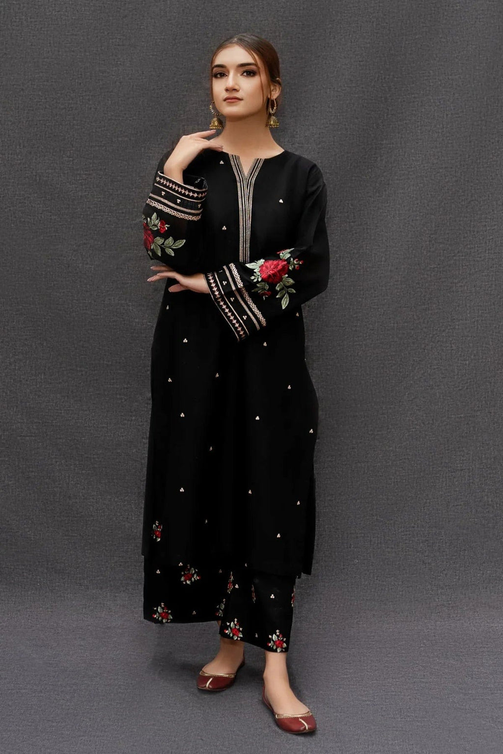 Lawn Embroidered 3Pc Black