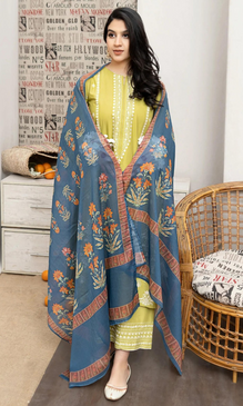 Lawn Embroidered 3Pc Lemon