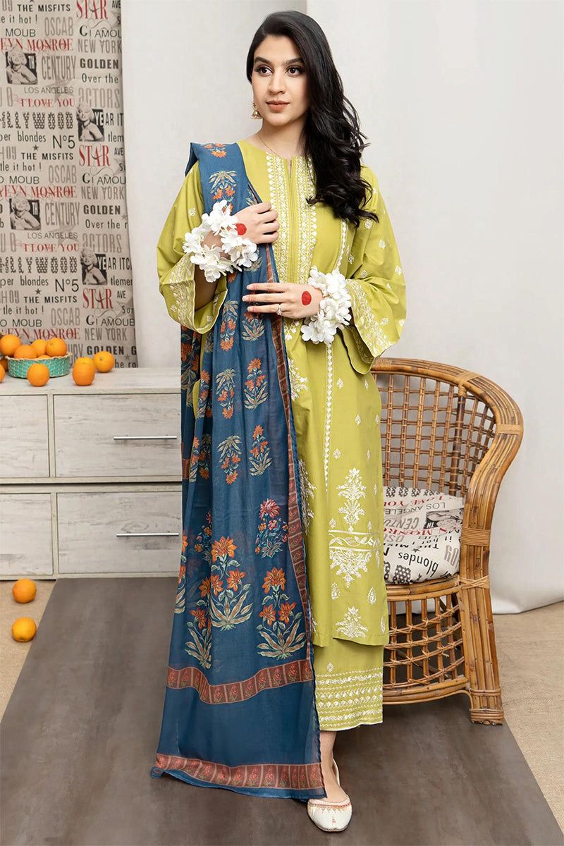 Lawn Embroidered 3Pc Lemon