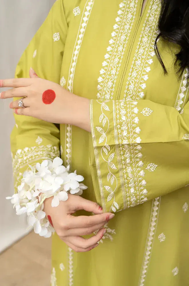 Lawn Embroidered 3Pc Lemon